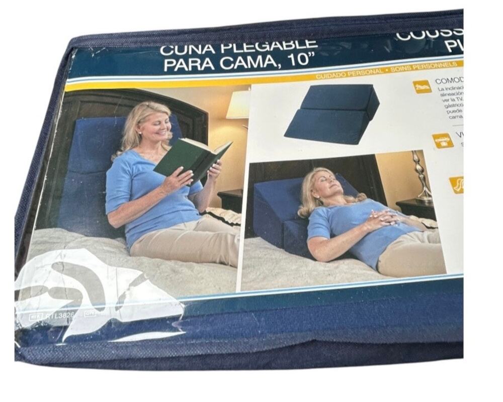 Drive Medical Folding Bed Wedge Pillow 10” – Navy Blue